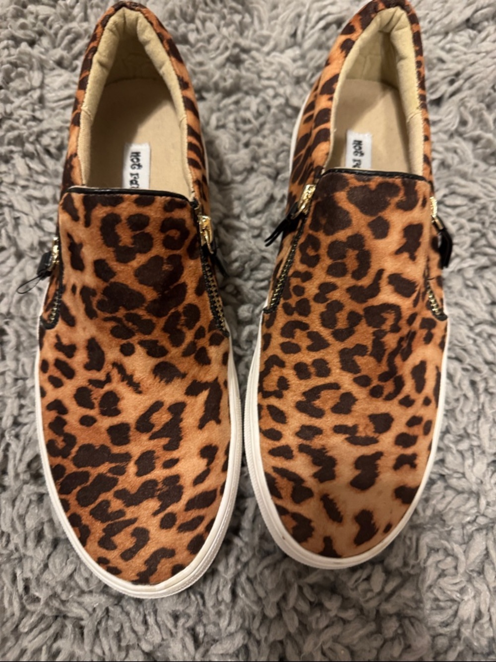 Not Rated Leopard Print Slip-On Sneakers in Brown and Black